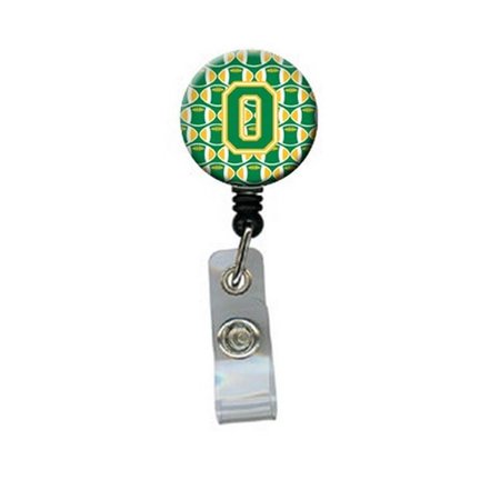 CAROLINES TREASURES Letter O Football Green and Gold Retractable Badge Reel CJ1069-OBR